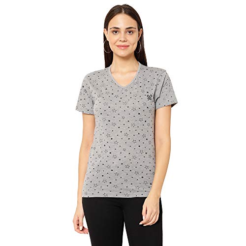 Image of Mack Jonney Cotton Blend V Neck Half Sleeve T-Shirt for Women Regular Fit (Pack of 2)