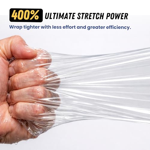 5Seconds Industrial Pallet Stretch Wrap 20” x 1000 Ft (4 Pack), 80 Gauge Clear Stretch Film, 400% Stretch, Self-Adhering Heavy Duty Plastic Shrink Wrap Clear Wrap with Handles for Moving & Shipping by 5Seconds - Image 6
