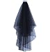 Women's Short Wedding Veils with Comb (Black)