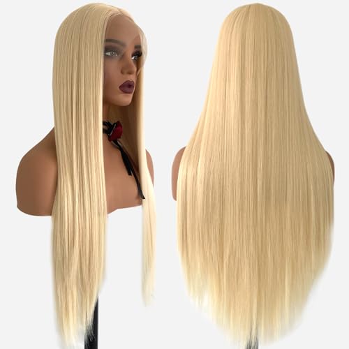 SSSNIVIA Blonde Wig Synthetic Lace Front Wig Glueless 13x4 HD Lace Front Wigs Pre Plucked 613 Long Straight Ready to Wear Wigs for Black Women 26 Inch