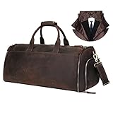 UBANT Carry On Garment Bag, Convertible Garment Bag with Shoes Compartment Vintage Full Grain Leathe