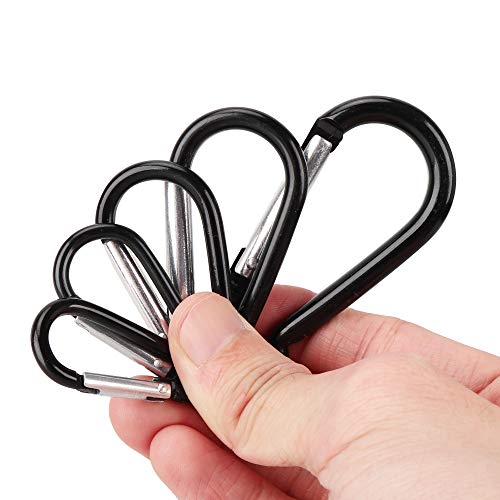 Swatom Aluminum Carabiner Clip 1.6 Inches Spring Snap Hook Keyring Carabiners For Camping Traveling Hiking Keychains Outdoor Accessories Black (10 Pcs) #TOP4