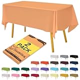 Hereisa Plastic Peach Tablecloths 2 Pack Disposable Table Covers 54 x 108 Inch PEVA Opaque Table Cloths for BBQ Picnic Birthday Wedding Banquet Parties 8 ft Rectangle Table Use