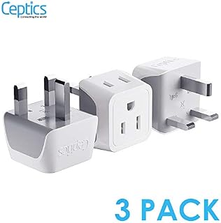 UK, Hong Kong, Ireland Travel Adapter Plug by Ceptics - Usa Input