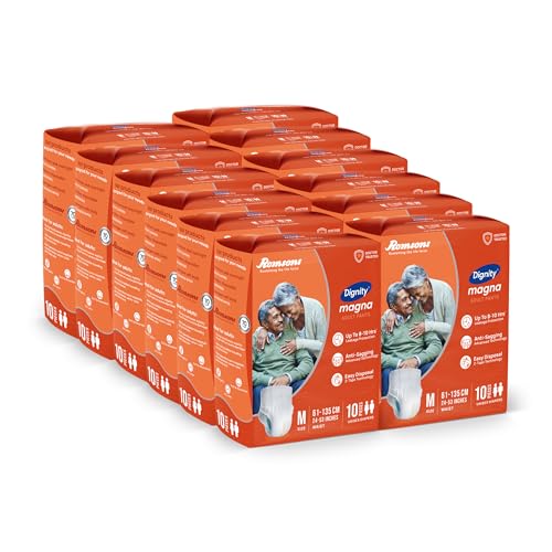 Image of DIGNITY Magna Pant Style Adult Diapers - M (120 Pieces) With Wetness Indicator and Leakage Protection Upto 8-10 Hrs.