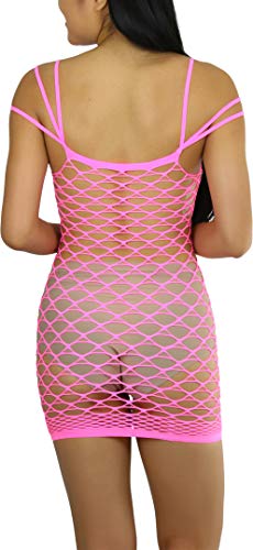 Image of ToBeInStyle Women's Stretch See Through Fishnet Novelty Mini Rave Party Dress