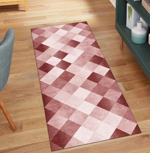 Alfombra de pasillo roja patchwork de 70x350 cm lavable 2