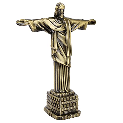 Tyenaza Brazil Christ Statue Model Tourism Souvenirs World Famous Landmarks Desktop Decor, for Home Office Cafes Restaurants Bronze 18.5cm