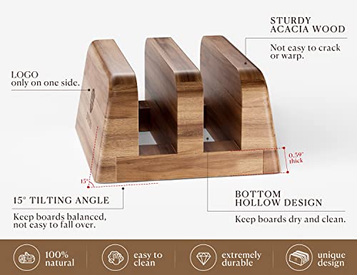 Dofira Acacia Wood Cutting Board Holder, Kitchen Cutting Board Stand For Countertop, Cutting Board Organizer Designed For Forest Stag Series Serving Board, Holds Up To 2 Cutting Boards To 0.8In Thick #TOP4