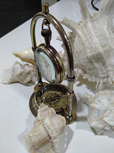 Vintage Brass Desk Clock, Shelf Clock Display Compass, Nautical Navy Personalized Souvenir Compass, Directional Pocket Watch For Bedroom, Kitchen, Office Decorative Art, Gift For Loved Ones #TOP6