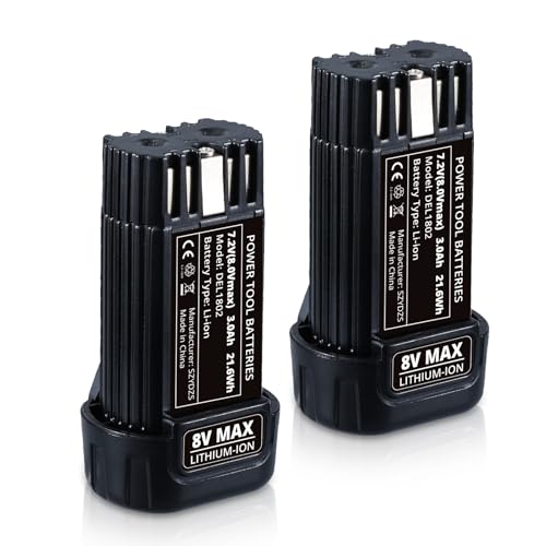 Opiniones de Dwf Te161abw1 los 5 mejores. 49 DASNITE - Paquete de 2 unidades de 3.0Ah DCB080 para batería Dewalt 8V Li-ion DCF682 DCB095 DW4390 DCF680N1 DCF680G2 fácil de deslizar, compatible con batería dewalt