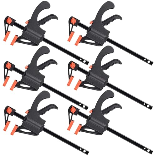 6Pcs Quick Grip Clamps,4 Inch Adjustable Ratchet Bar Clamps,Woodworking F Clamps, One Hand Quick-Release Bar Clamp Tools for DIY Handmade Craft, Woodworking