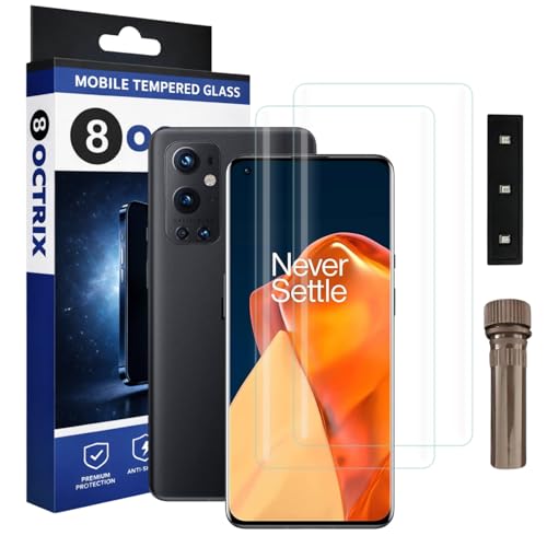Image of Curved UV Tempered Glass Screen Protector for Oneplus 9 Pro | Transparent | Pack of 2 | Full Screen Coverage with UV Installation Kit