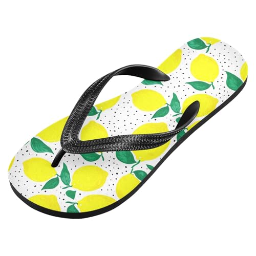 Lemon Leaf Dot White Flip Flops for Beach Thong Sandals Anti-slip Lightweight Beach Shoes for House Indoor Outdoor2