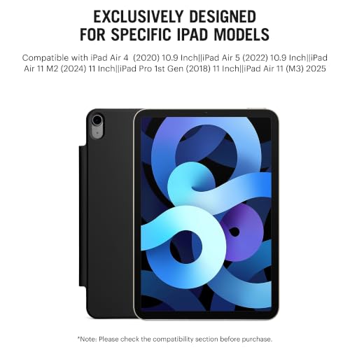 Image of DailyObjects Pleat Y-Fold Magnetic Case for iPad Air 11-Inch (M3, 2025 / M2, 2024) / iPad Air 10.9-Inch (5th Gen, 2022 / 4th Gen, 2020) / iPad Pro 11-Inch (1st Gen, 2018) - Black