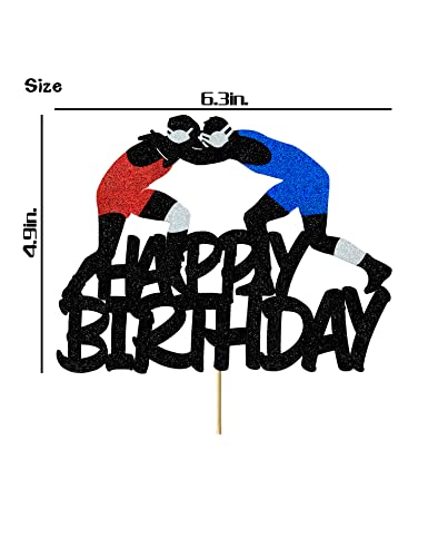 Wrestling Cake Topper Wrestling Happy Birthday Cake Decorations For Men Glitter Wrestling Theme Party Decoration Supplies #TOP2