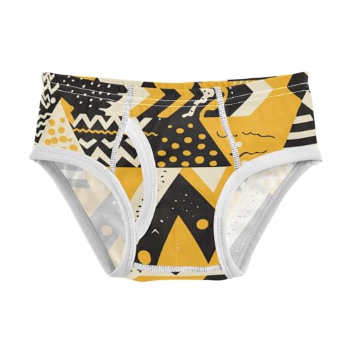 KLL Fashion Zigzag Pattern Yellow Cotton Training Underwear for Boys, Breathable Undies 8-9Y