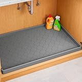 Jin&Bao Waterproof Under Sink Mat 34' x 22', Thick Silicone Mat Cabinet Protector for Kitchen and Bathroom, Shelf Liner, Home Organizer and Storage, Multipurpose Tray for Gadgets and Essentials