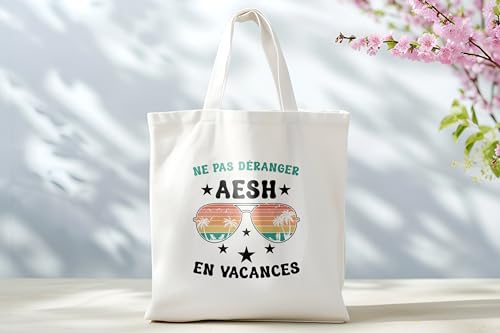 Groovy crea Tote bag aesh en vacances - cadeau pour aesh d'école fin d'année - cadeau avs aesh noël - aesh qui déchire – vue 2