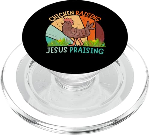 Funny Vintage Chicken Raising Jesus Praising Retro PopSockets PopGrip para MagSafe