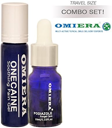 Omiera Labs Podiazole Toenail Fungus Treatment(0.23 fl Oz) + Pain Relief Roll-On Onecaine (0.3 fl. Oz.) 2pc Set