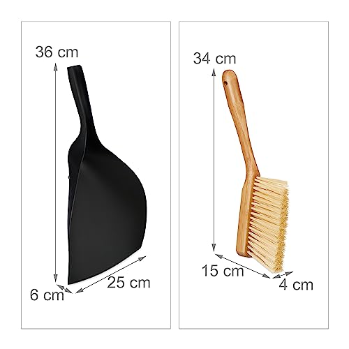 Relaxdays Mini Dustpan and Brush, Black/Natural, 36 x 25 x 6 cm - Image 4