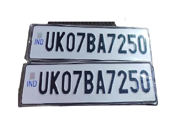 Embossed Car Number Plate Set – Front and Back Pressed Plates for Cars & Four Wheelers, No Bar Code or Serial Number, Custom Number Plates for Old/New Vehicles