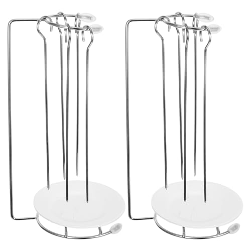 HEMOTON 2ensembles Support Brochettes Acier Inoxydable avec Plateau Anti-Goutte Pratique pour Barbecue Rack Suspendu Et Démontable pour Kebabs Et Grillades
