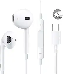 Fones De Ouvido Com Fio Tipo C Microfone Integrado Compativel iPhone 15 15 Pro 15 Pro Max 16 16 Pro Max Com Fio Fones Estéreo Compatíveis ANDROID Qualidade Premium