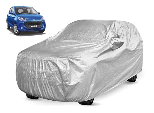 Image of Auto Hub Car Cover Compatible with Maruti Alto (Model - 2024-Till Date) with Mirror Pocket, Alto Car Cover Waterproof, Metallic Silver