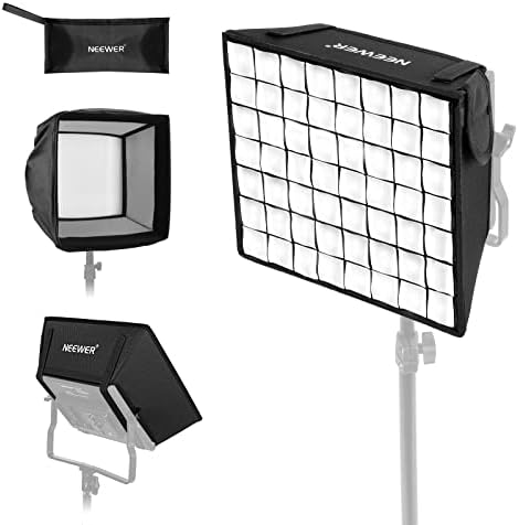 NEEWER 12.2” x 11.4” Foldable Softbox Diffuser with Grid and Bag for NEEWER NL660/SNL660/RGB660/SNL530 LED Video Light Panel, Ideal for Photo Video Studio Portrait Photography, YouTube Video Lighting