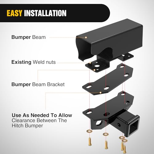 Image of Nilight 2 Inch Rear Trailer Hitch Receiver Kit for 2010-2024 Lexus GX460 Rear Bumper Tow Hook Black Hitch Cover Kit Adjustment Plate Included