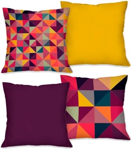 kit 4 Capas de Almofadas para Sofá Tamanho 45cm x 45cm Modelo Geo...