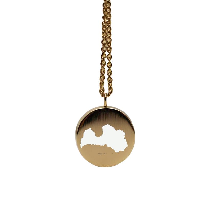 Colgante mapa de Letonia de plata y oro para aventureros y viajeros medallón de 24 mm