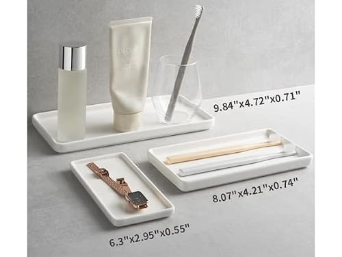 Gurygo 6" Bathroom Tray For Counter, Ceramic Vanity Tray For Bathroom, Small Rectangle Ceramic Sink Tray, Kitchen Soap Tray, Ceramic Tray For Kitchen Counter, White #TOP4