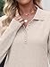 ANRABESS Womens Long Sleeve Polo Sweaters Knit Button Shirt Lightweight Dressy Casual Basic Pullover Tops 2025 Fall Fashion Almond Large