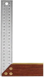 Square Woodworking Ruler, L-Shape Stainless Steels Ruler with Wooden Handle, 90 Degree Angle Precision Measuring Tool 0-20cm Range, for Carpenters Architects