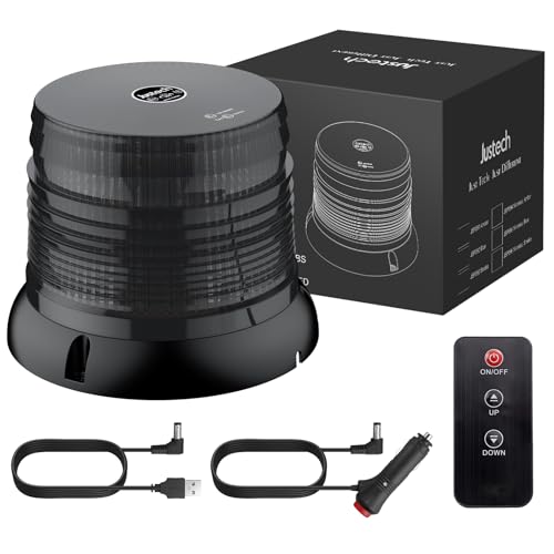 Justech Gyrophare Lumière 72LED Stroboscopique Homologuée E57, Lumière d'Avertissement 12V/24V...