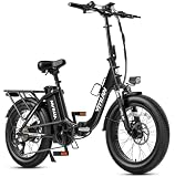 VITILAN U3 Bici Elettrica Pieghevole per Adulti, E-bike con Telaio a Scavalco da 25 km/h, Potente Motore da 250 W con Pedalata Assistita,Pneumatici Larghi da 20"×3.0",Doppia Sospensione (Nero)
