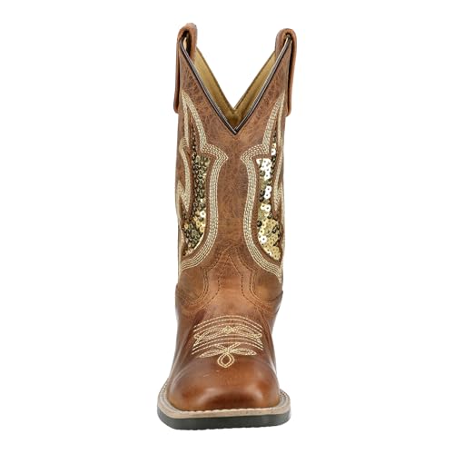 Smoky Mountain Western Boots Girls Pull On Nevada Brown Gold 3416C