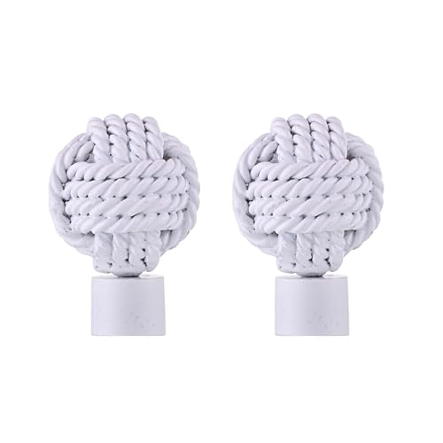 Lister Cartwright White (Metal Knotted Finials) 19Mm Curtain Pole Ends Finials Pack Of 2 Adjustable Screws Available In Colours
