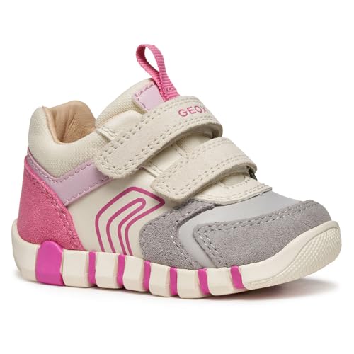 Geox Jungen Mädchen B IUPIDOO Girl First Walker Shoe, Grey/Fuchsia, 25 EU