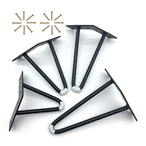 Patas de horquilla negras resistentes - Patas de mesa de metal para mesas de café de bricolaje, escritorios, sofás y armarios, pies de repuesto de 30 cm (11,8 pulgadas) con protectores de suelo