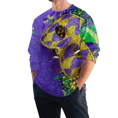 DUOWEI Yoga Wear Set Summer Round Neck Carnival Long Sleeve Lapel Full Print Holiday Celebration T Shirt Men