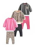 NEXT Baby Mädchen Baby-Set mit Sweatshirt und Leggings, 6er-Pack Animal Printed numeric_56-numeric_62