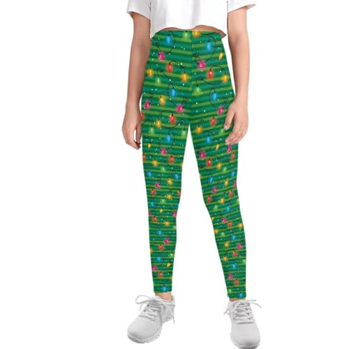SCRAWLGOD Christmas Lights Girls High Waist Leggings