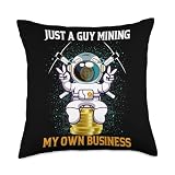 Just A Guy Mining My Own Business Bitcoin Throw Pillow