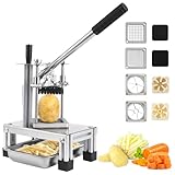 Commercial Vegetable Fruit Chopper, Stainless Steel French Fry Cutter with 4 Replacement Blades, Heavy Duty Vegetable Chopper Dicer for Potato Carrot Cucumber