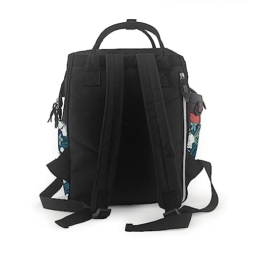 Sac à dos à langer hibiscus noir grande capacité pour bébé - 3