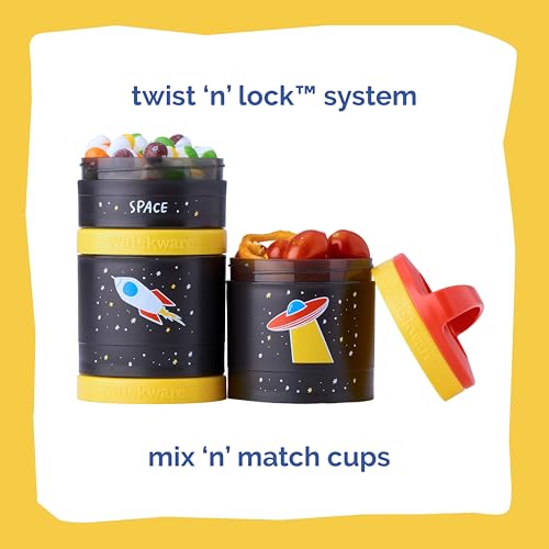 Image of Whiskware Stackable Snack Containers for Kids and Toddlers, 3 Stackable Snack Cups for School and Travel, Space (Pack of 1)